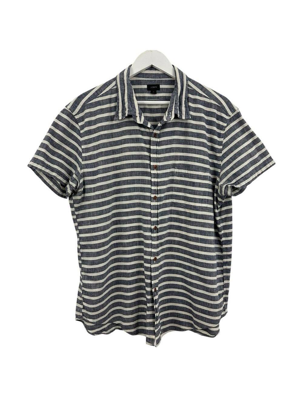 J. Crew Men’s 100% Cotton Striped Button Down Short Sleeve Size XL